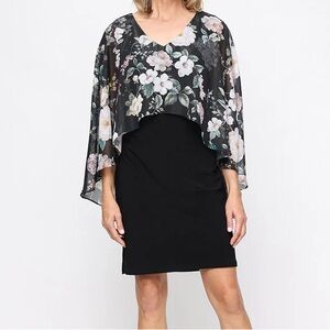 Glamour Black and White Floral High Low Dress